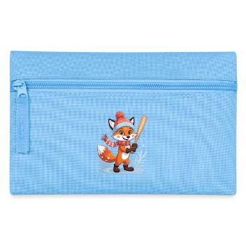 Winterfuchs Illustration mit Mütze und Schal - Federtasche - Hellblau - Vorne