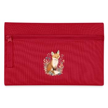 Floral Fuchsillustration mit zarten Wildblumen - Federtasche - Rot - Vorne