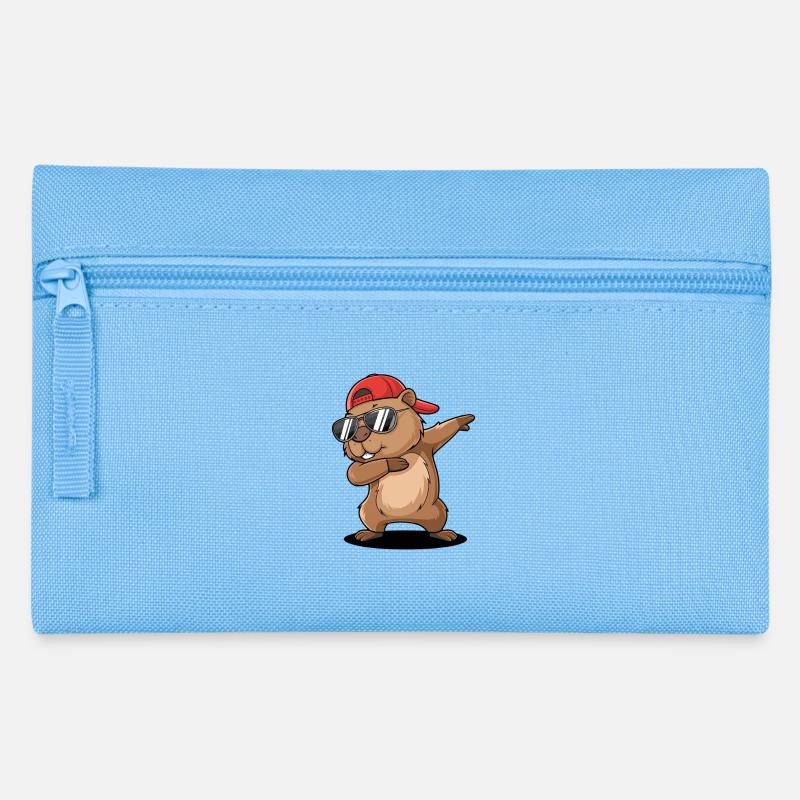 Cool dabbing beaver with sunglasses and red - Pencil Case - light blue