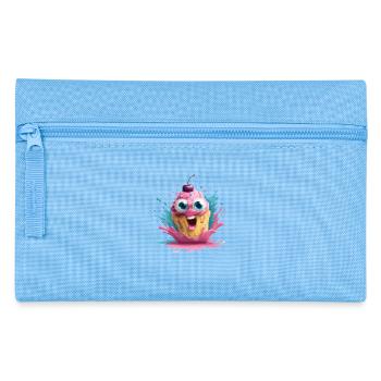 Kunterbunter Cupcake mit Gesicht - Federtasche - Hellblau - Vorne
