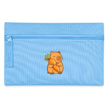 Capybara with carrot – relaxed & cute - Pencil Case - light blue - Front