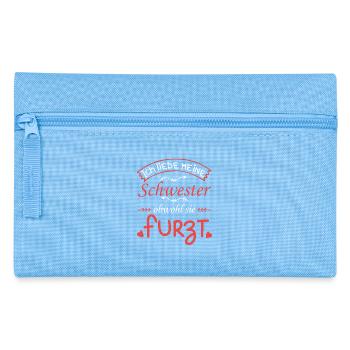 Ich liebe meine Schwester Furzt Furzen Pupsen - Federtasche - Hellblau - Vorne