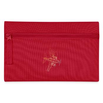 Retro Flugzeug Zeichnung - Federtasche - Rot - Vorne