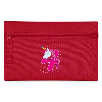 Unicorn, 4 years old, 4th birthday, child - Pencil Case - red - Front