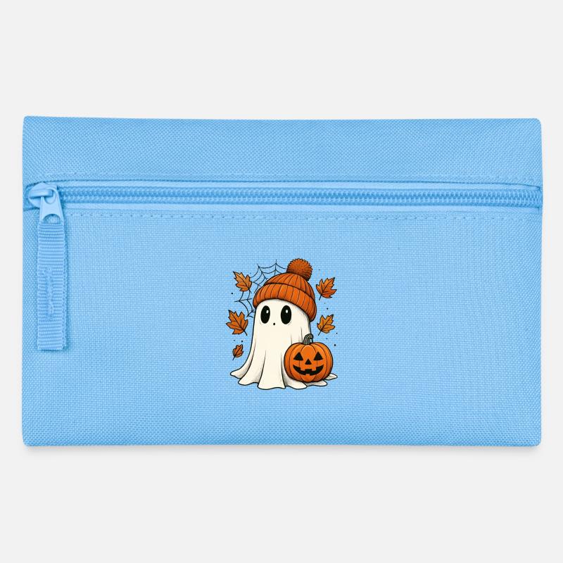 Fantôme d’Halloween avec citrouille - Tenue d’automne douce - Trousse - bleu clair