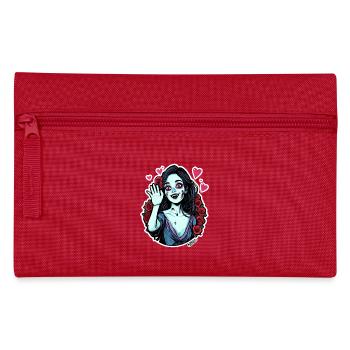 Blue woman with roses and hearts - Pencil Case - red - Front