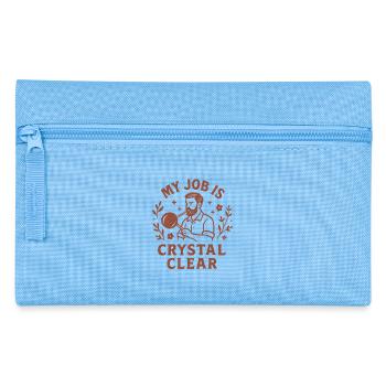 Job kristallklar | Glasbläser Humor - Federtasche - Hellblau - Vorne