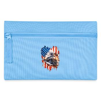 Dampfzug Patriotismus mit US Flagge - Federtasche - Hellblau - Vorne