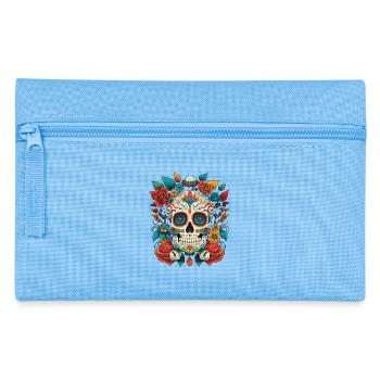 Fleurs Cinco De Mayo, Crâne de sucre mexicain - Trousse - bleu clair - Devant