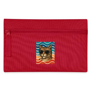 Katzen-Sommer mit Sonnenbrille - Federtasche - Rot - Vorne