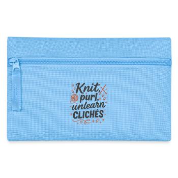 Des mailles au lieu de clichés | Hommes-tricoteurs - Trousse - bleu clair - Devant