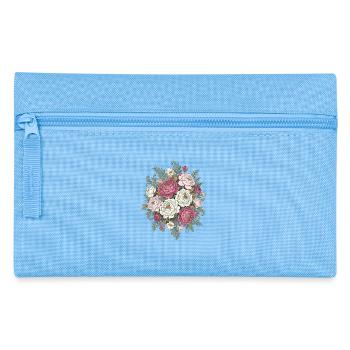 Vintage Rosenbouquet Rosa Weiß - Federtasche - Hellblau - Vorne