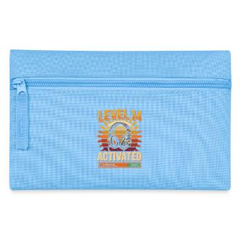 Level 14 Aktiviert Kopfhörer Retro - Federtasche - Hellblau - Vorne