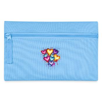 Farbige Herzensspritzer - Federtasche - Hellblau - Vorne