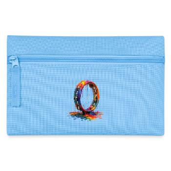 Tamburin mit tropfender Farbe - Federtasche - Hellblau - Vorne