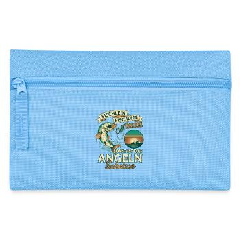 Lustiger Angler Spruch Hecht Fischlein Beisse - Federtasche - Hellblau - Vorne