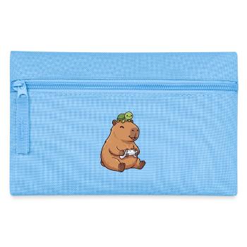 Capybara and Turtle Gaming Cute   - Pencil Case - light blue - Front