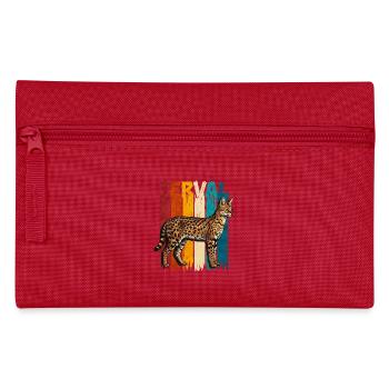 Serval im Vintage Retro Stil - Federtasche - Rot - Vorne