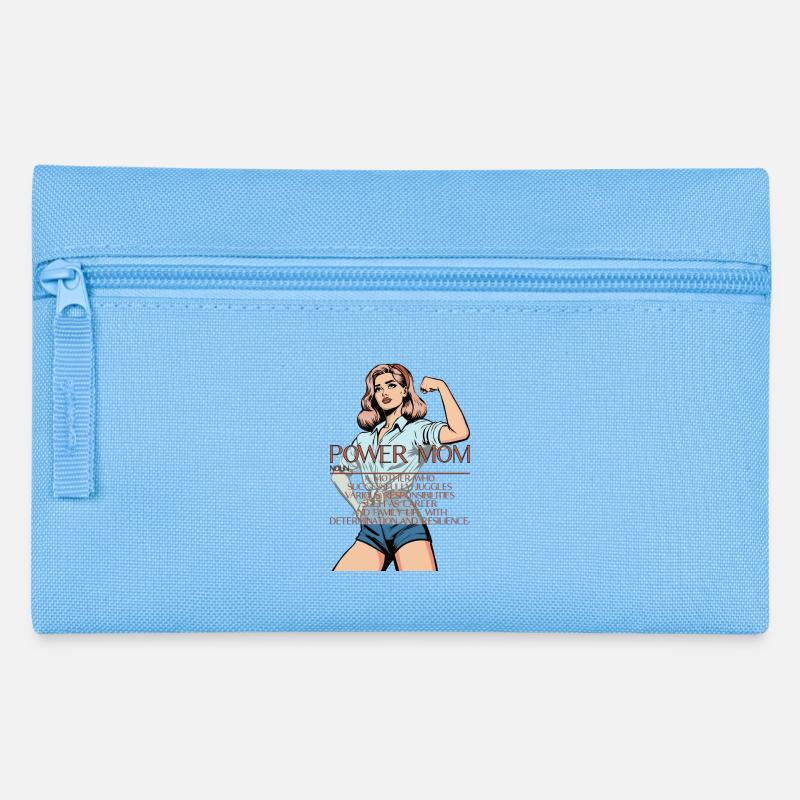 Power Mom – Strong Mom Illustration - Pencil Case - light blue