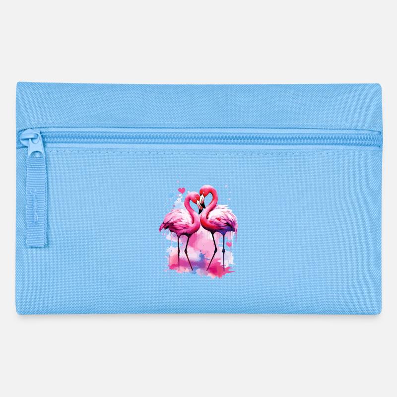Flamingo Liebe Herz Vogel Exotisch Sommer Rosa - Federtasche - Hellblau