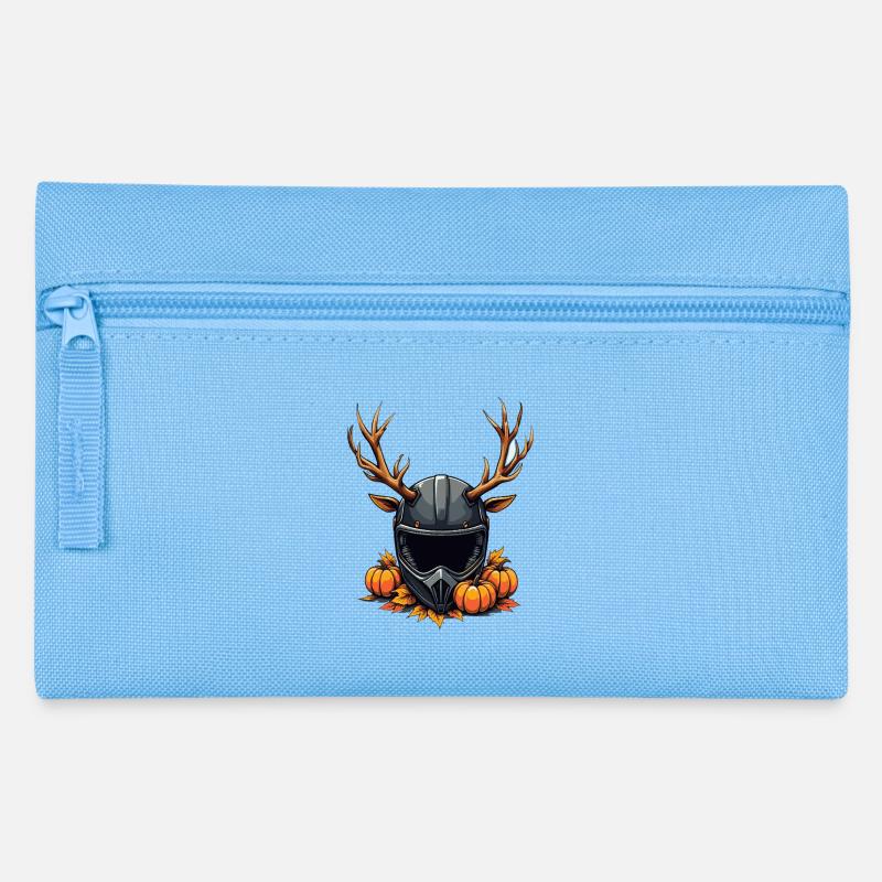 Geweihhelm Herbst-Kürbismotiv - Federtasche - Hellblau