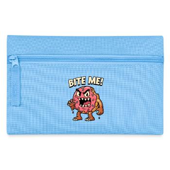 Bissiger Donut Monster Illustration - Federtasche - Hellblau - Vorne
