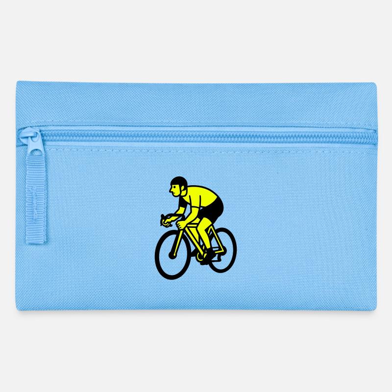 Neon Wheel Silhouette Cyclist - Pencil Case - light blue