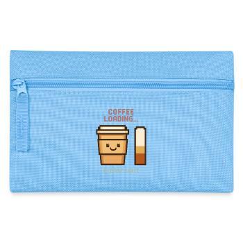 Coffee Loading Pixel Art - Morgenstart mit Charme - Federtasche - Hellblau - Vorne