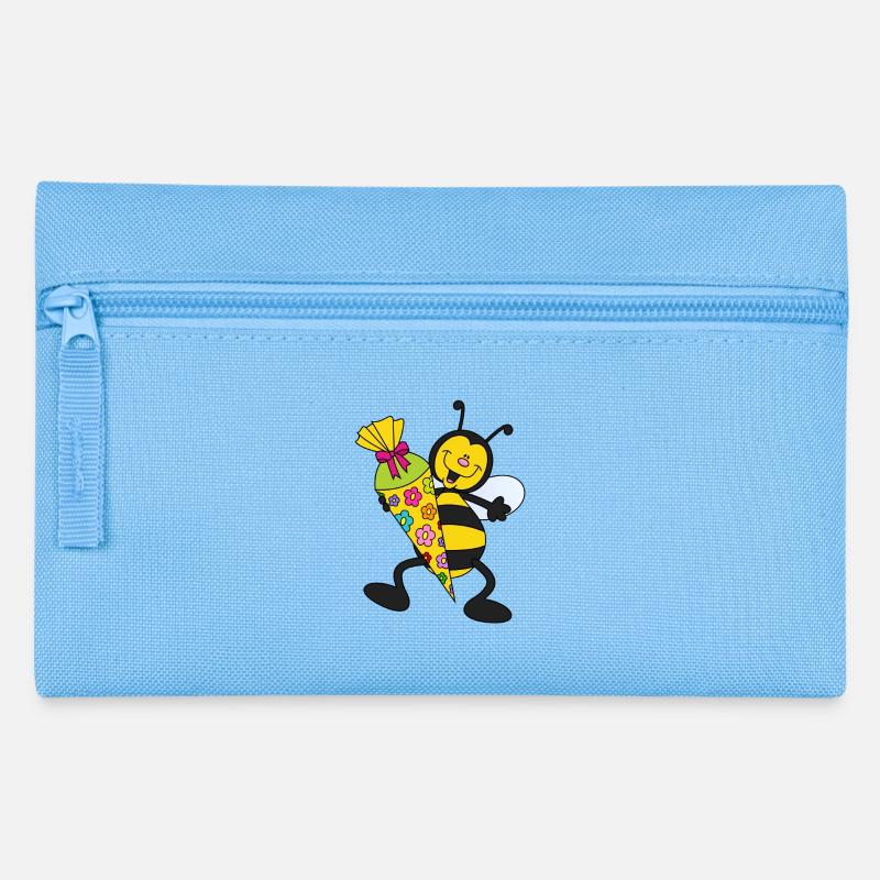 Inscription à l’école, abeille, cône de sucre, cône d’école, coloré - Trousse - bleu clair