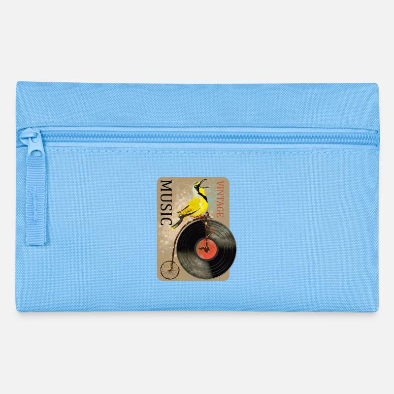 Vintage Musik Vogel Design - Federtasche - Hellblau