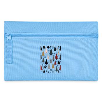 Skandinavische Weihnachtselemente und Winterbäume - Federtasche - Hellblau - Vorne