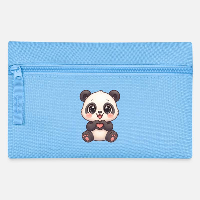 Panda mignon avec des mains en forme de cœur - Trousse - bleu clair