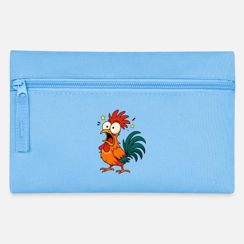 Crazy Rooster – Funny Chicken Cartoon Meme Design - Federtasche - Hellblau