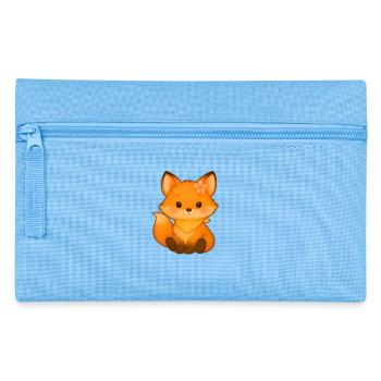 Kleiner Fuchs mit Blume und Halsband - Federtasche - Hellblau - Vorne