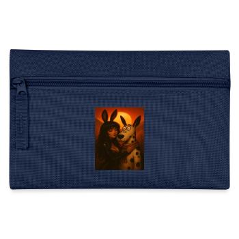 Nuit de lune avec la femme lapin et le chien de dessin animé - Trousse - bleu clair - Devant