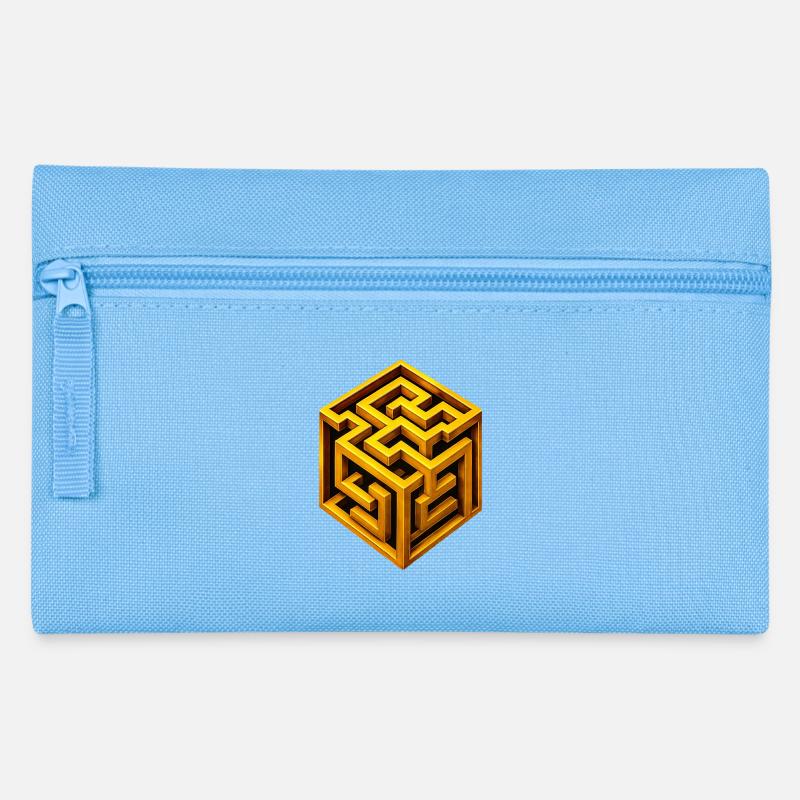 Goldenes Würfel-Labyrinth - Federtasche - Hellblau