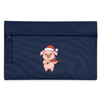 Weihnachtsschweine-Farmtier spielt Geige - Federtasche - Hellblau - Vorne