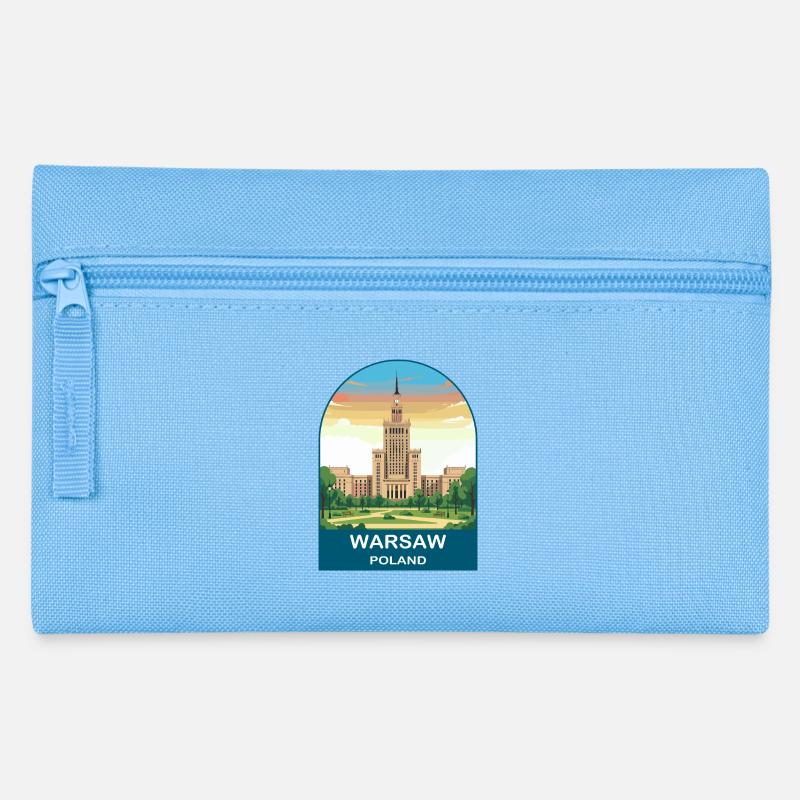 Warschauer Polen Vintage-Reiseplakat-Kunst - Federtasche - Hellblau