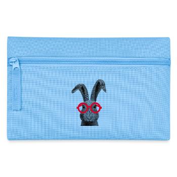 Schau genau hin Hase | Lustiges Brillen-Motiv - Federtasche - Hellblau - Vorne