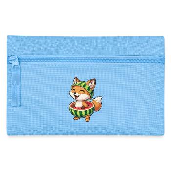 Lustiger Fuchs mit Wassermelone Sommer Spaß - Federtasche - Hellblau - Vorne