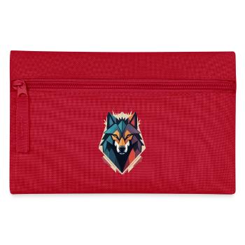Geometrischer Wolfskopf - Federtasche - Rot - Vorne