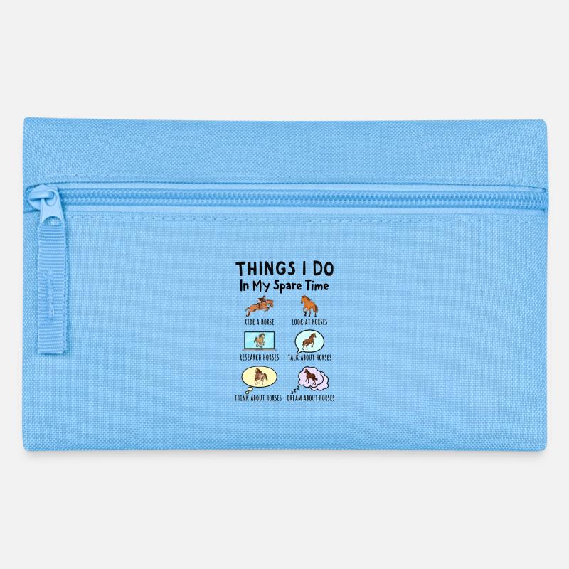 Was ich in meiner Freizeit mache: Alles über Pferd - Federtasche - Hellblau
