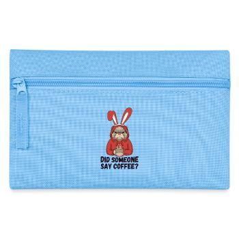 Did Someone Say Coffee? Moody Cat in Bunny Ears - Pencil Case - light blue - Front