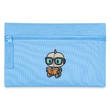 Geek Roboter mit Brille und Buch - Federtasche - Hellblau - Vorne