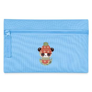cute panda with sweater, bobble hat & wreath - Pencil Case - light blue - Front