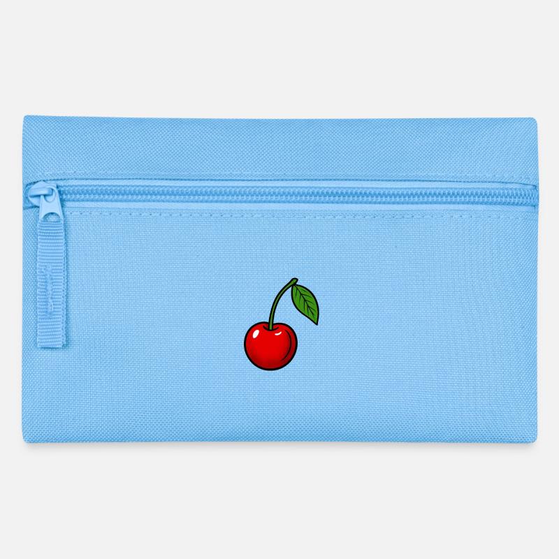 Fruity cherry print with leaf design - Pencil Case - light blue