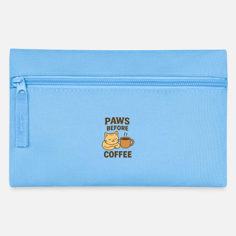 paws before coffee - Pencil Case - light blue