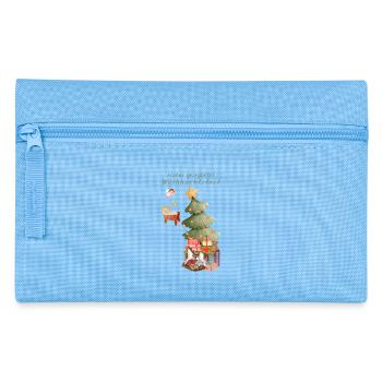 Frohes gesegnetes Weihnachtsfest grün Christbaum - Federtasche - Hellblau - Vorne