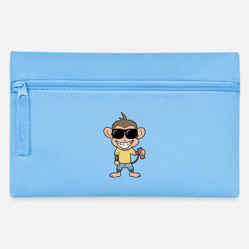 Holiday monkey with drink - Pencil Case - light blue