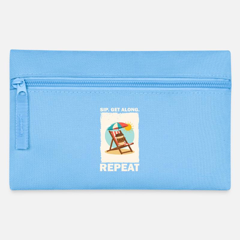Sunny Beach Coffee Drinking Design - Pencil Case - light blue